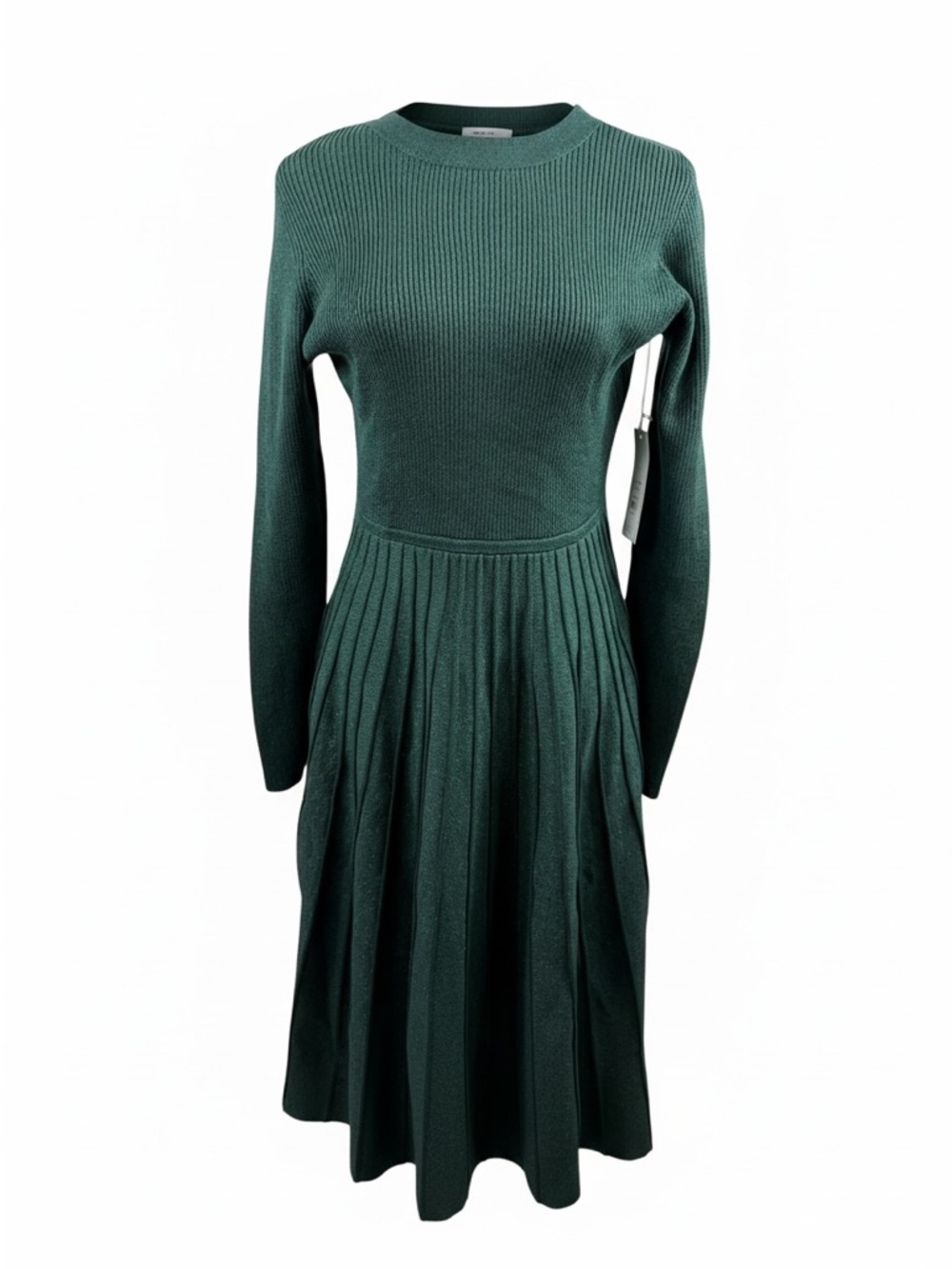 NWT Draper James Deep Green Ribbed Fit-and-Flare Long Sleeve Dress Size XL - Picture 2 of 11